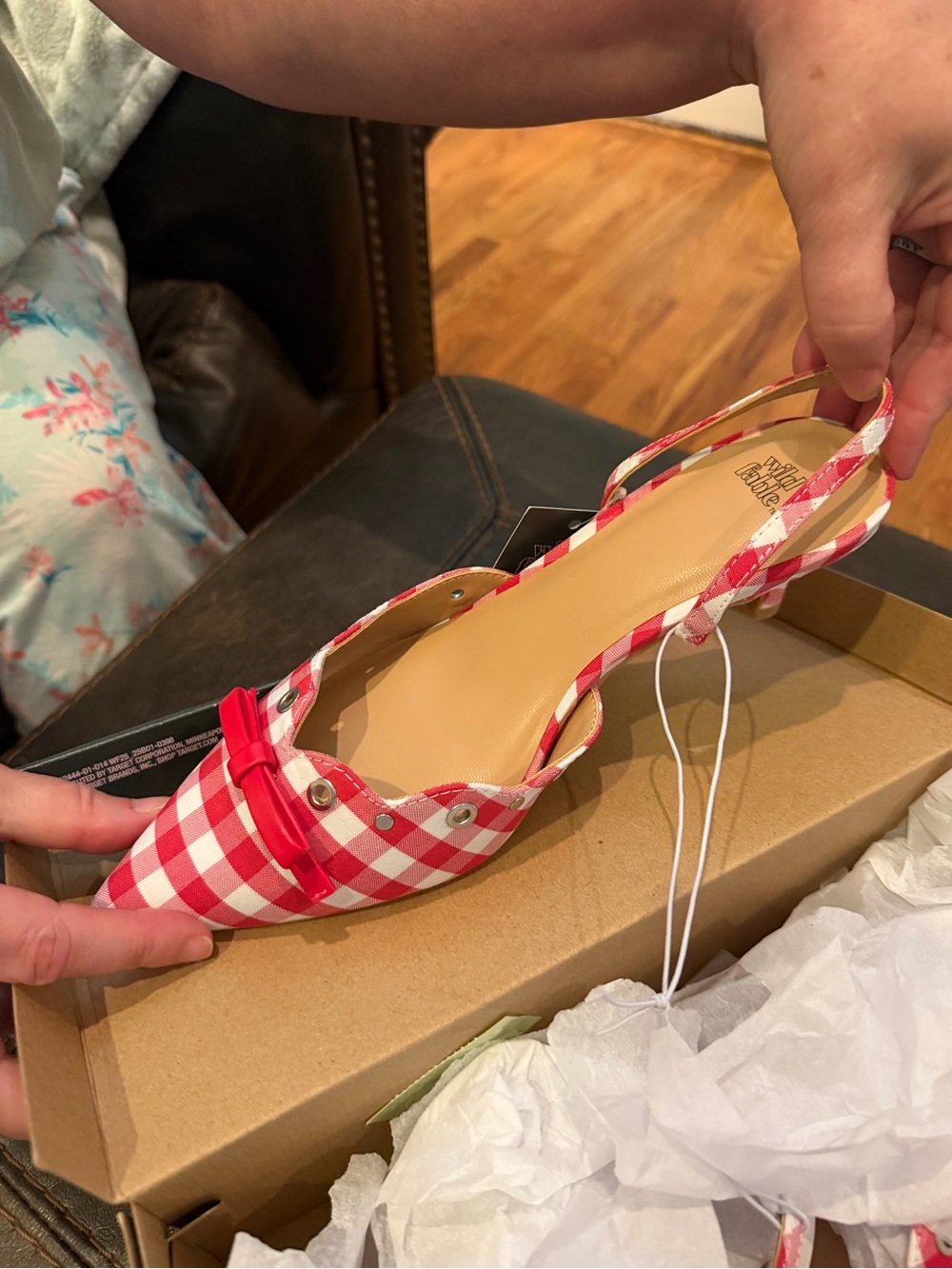 NWT Wild Fable Red Gingham Slingback Kitten Heels - Picture 10 of 10